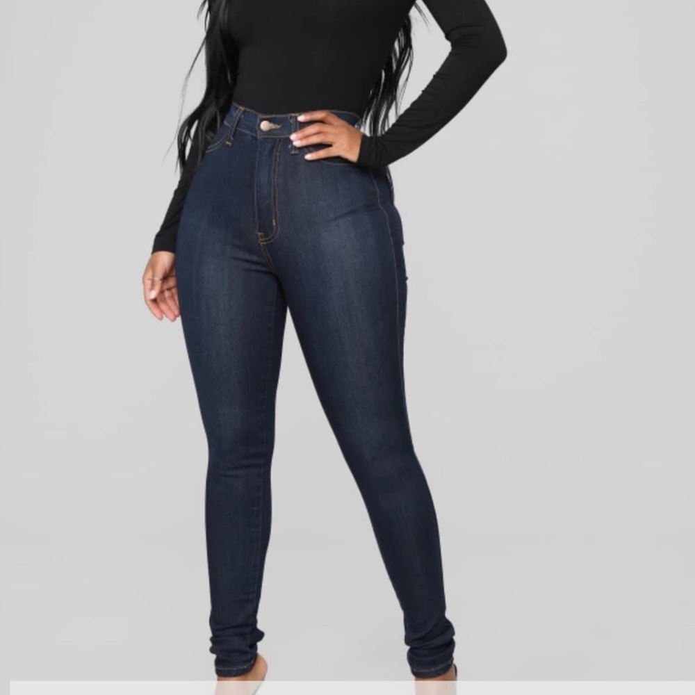Classic High Waist Dark Denim Skinny Jeans